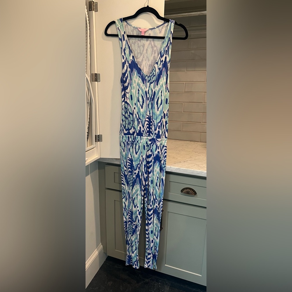 Lilly Pulitzer Blue Aqua Printed Jumpsuit